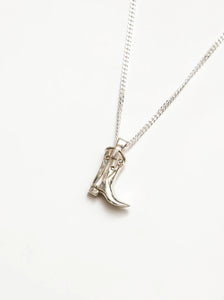 Silver Cowboy Boot Charm Necklace