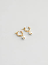 Load image into Gallery viewer, Gold Small Pearl Hoop