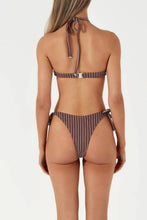 Load image into Gallery viewer, Plum Stripe Curve Tie Thong
