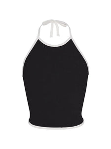 Onyx Lined Contrast Halter Top