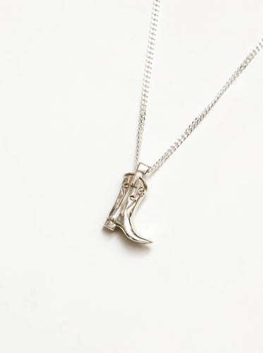 Silver Cowboy Boot Charm Necklace