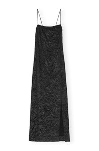 Crinkled Satin Midi Slip Dress