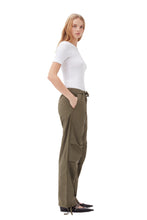 Load image into Gallery viewer, Green Washed Cotton Canvas Drawstring Trousers