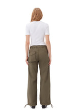 Load image into Gallery viewer, Green Washed Cotton Canvas Drawstring Trousers