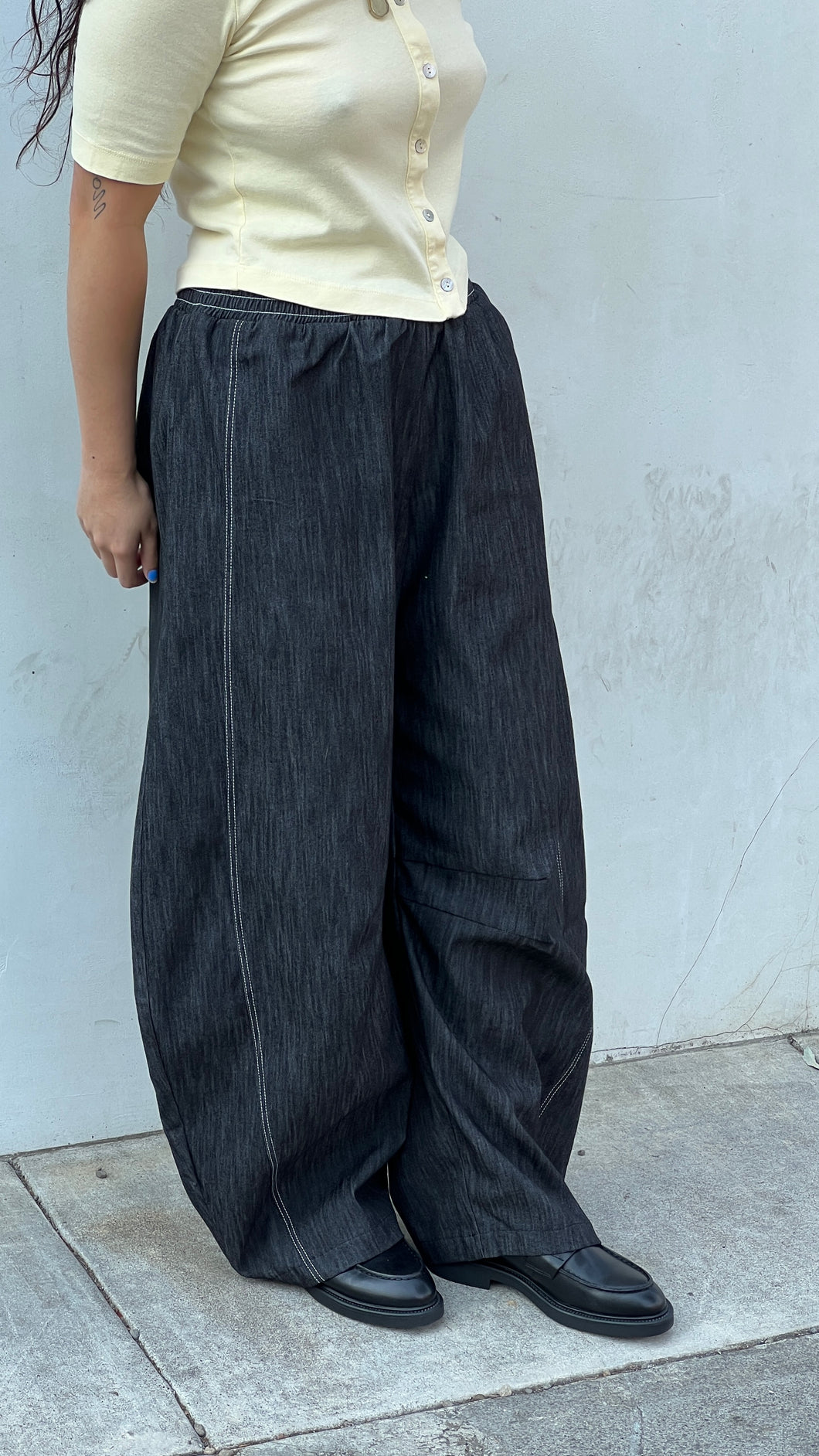 Hudson Black Barrel Pant