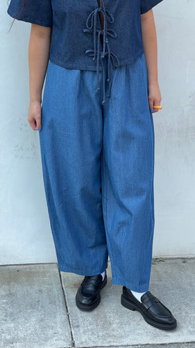 Denim Linen Lantern Pant