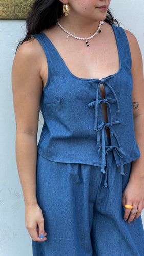 Denim Tie Tank Top