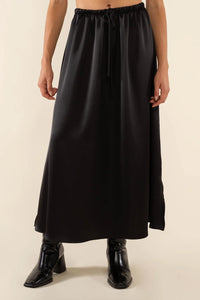 Black Silky Simple Skirt