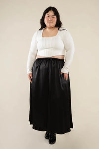 Black Silky Simple Skirt