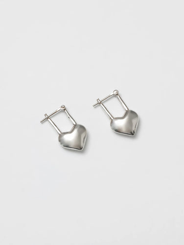 Silver Heart Hinge Earrings