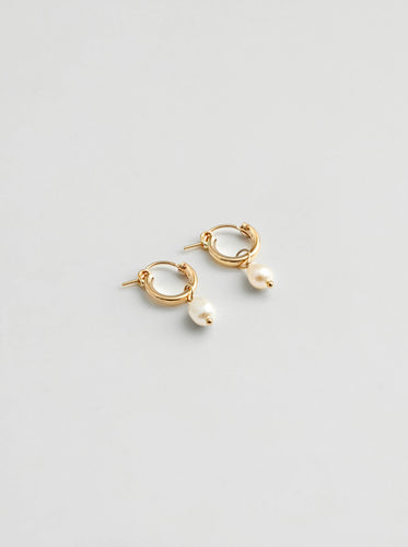 Gold Small Pearl Hoop