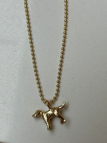 Gold Dog Charm Necklace