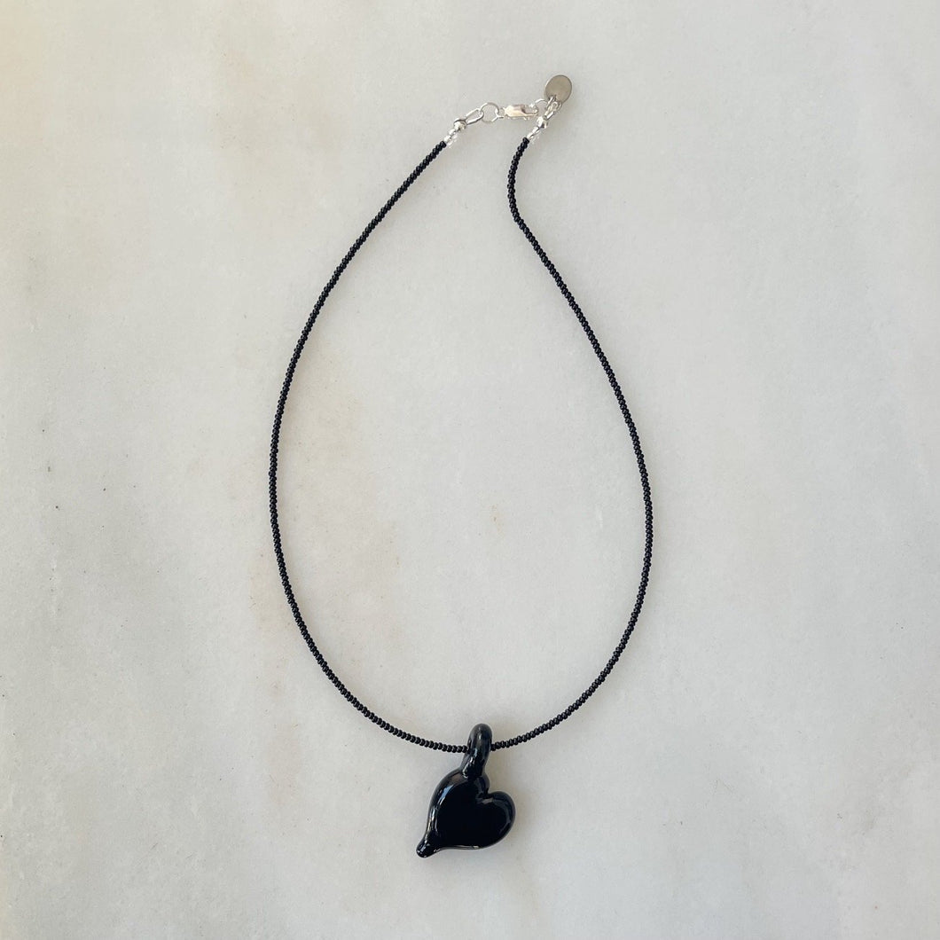 Onyx Heart Pendant Necklace